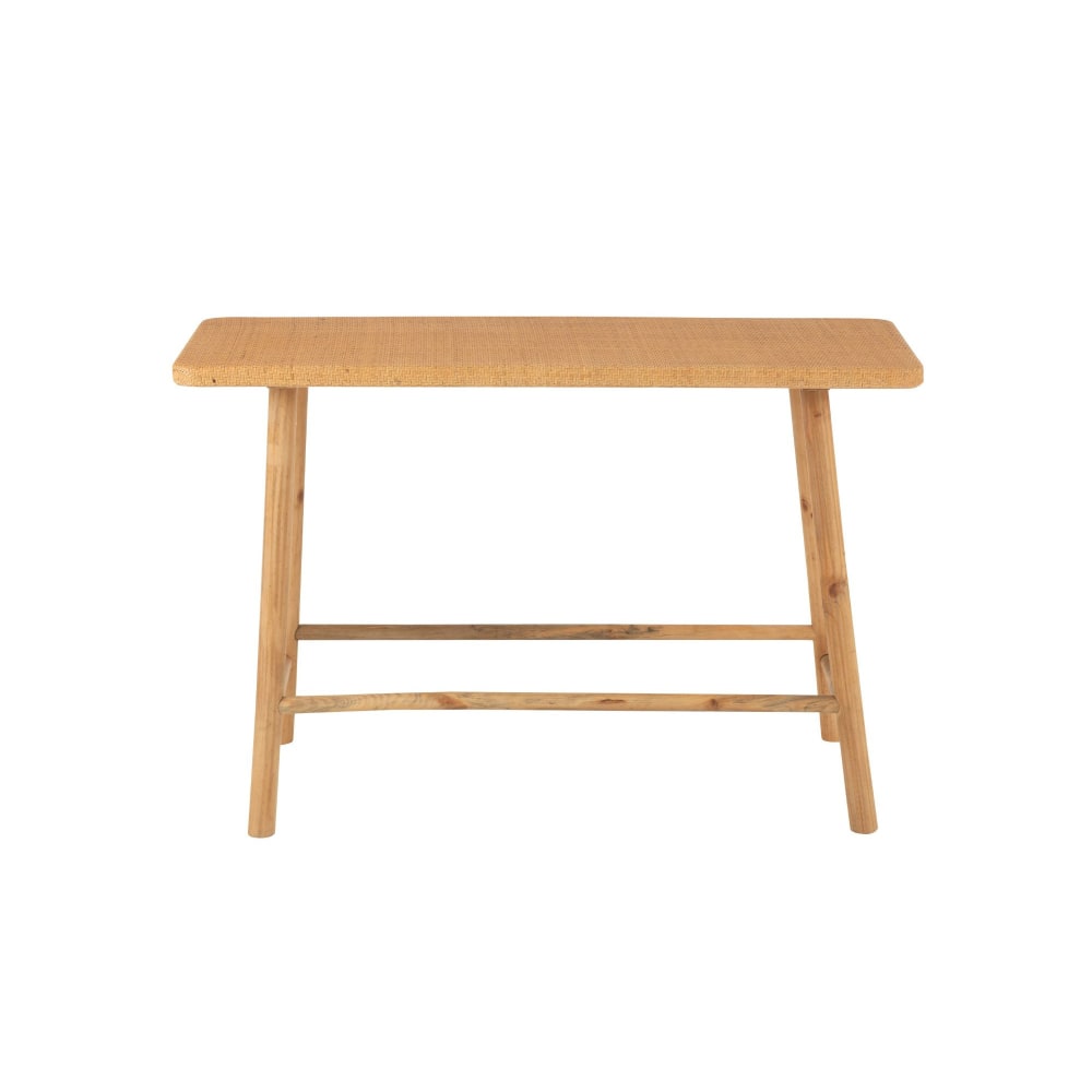 Console rectangulaire en pin et rotin