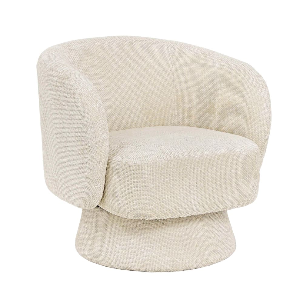 Fauteuil pivotant avec pied central en tissu crème