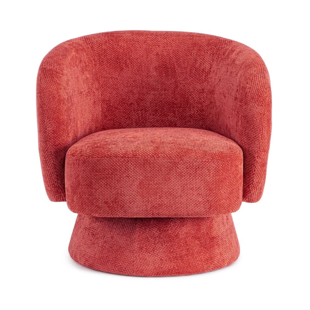 Fauteuil pivotant avec pied central en tissu rouge