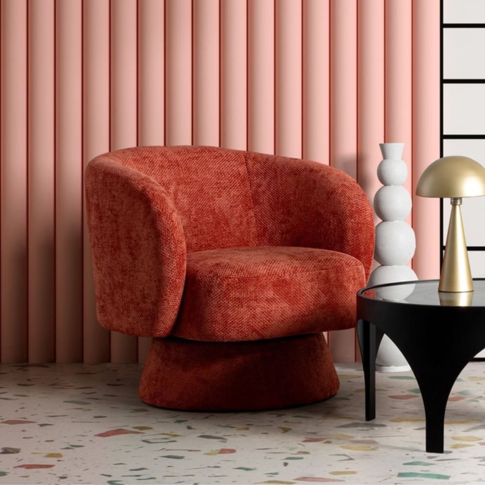 Fauteuil pivotant avec pied central en tissu