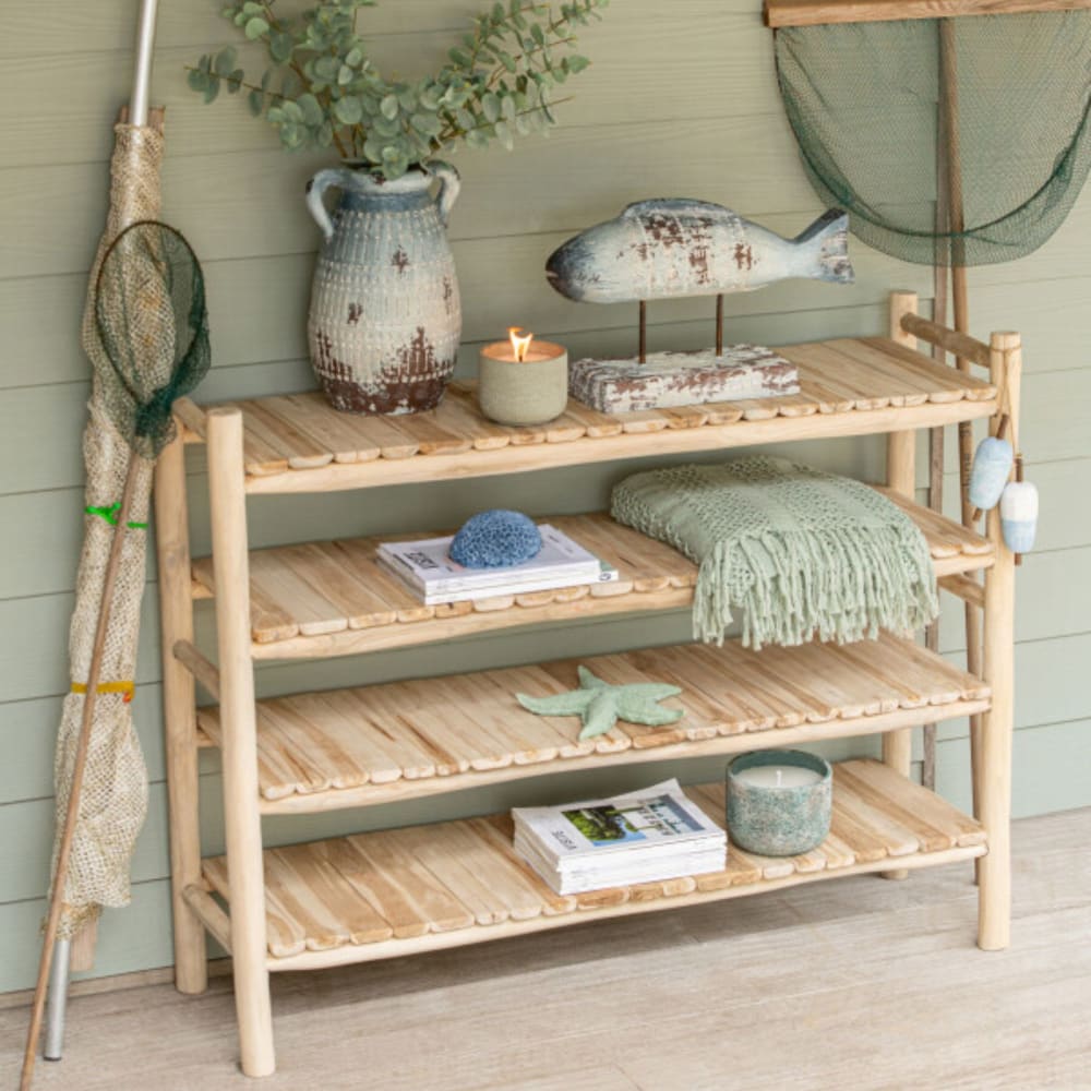 Bibliothèque basse en teck massif