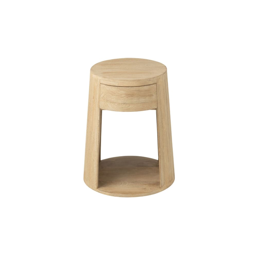 Table de chevet ronde 1 tiroir en manguier