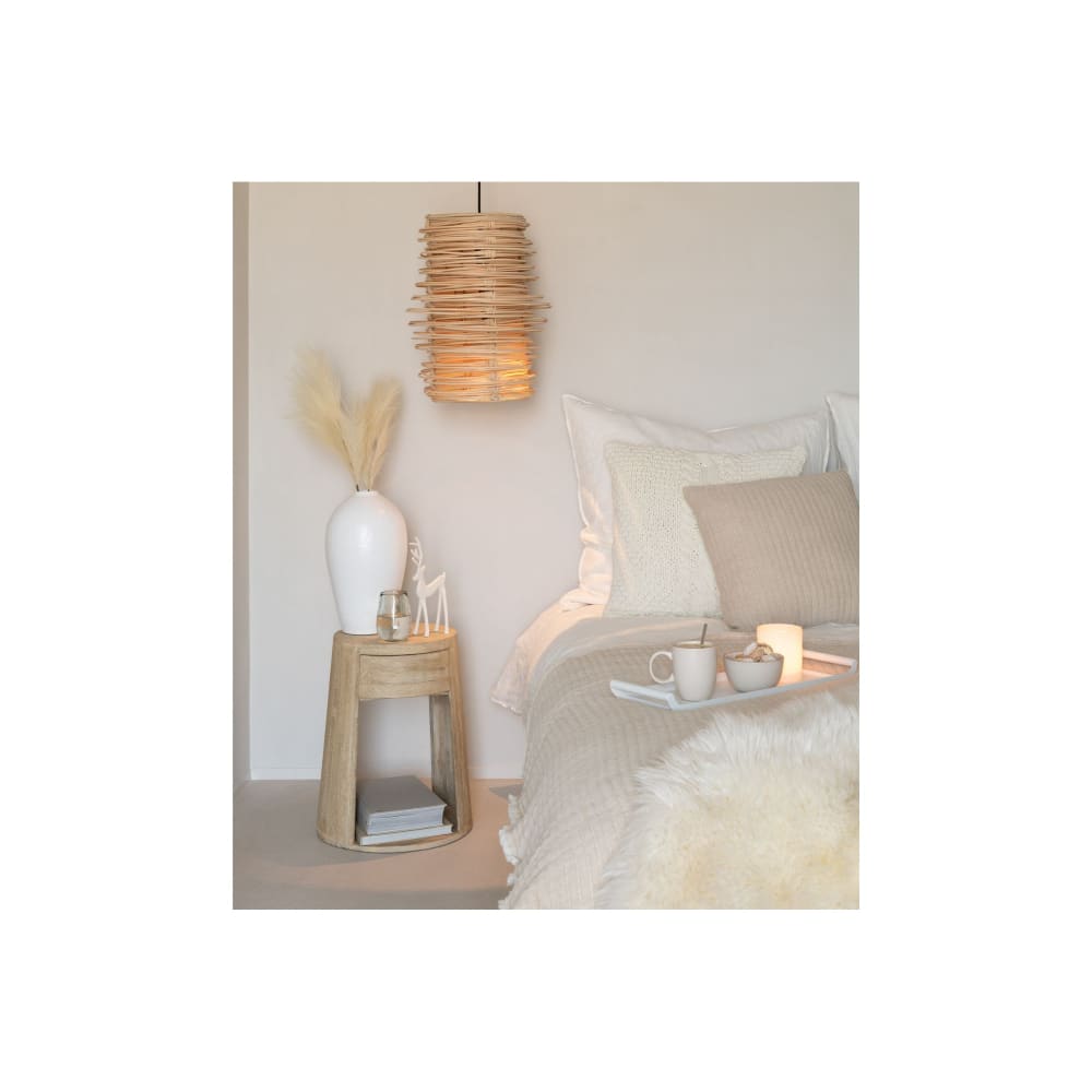 Table de chevet ronde 1 tiroir en manguier