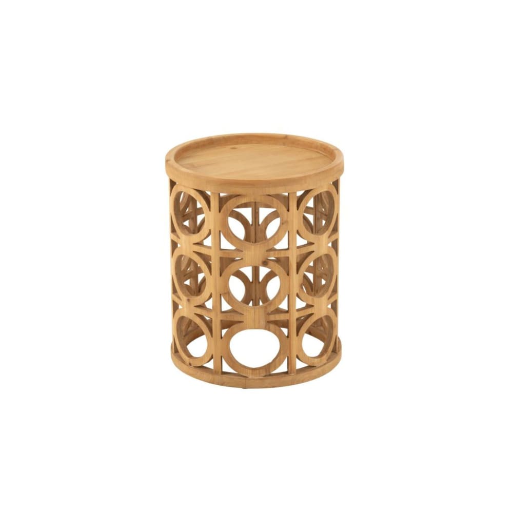 Bout de canapé rond sculpté en bois