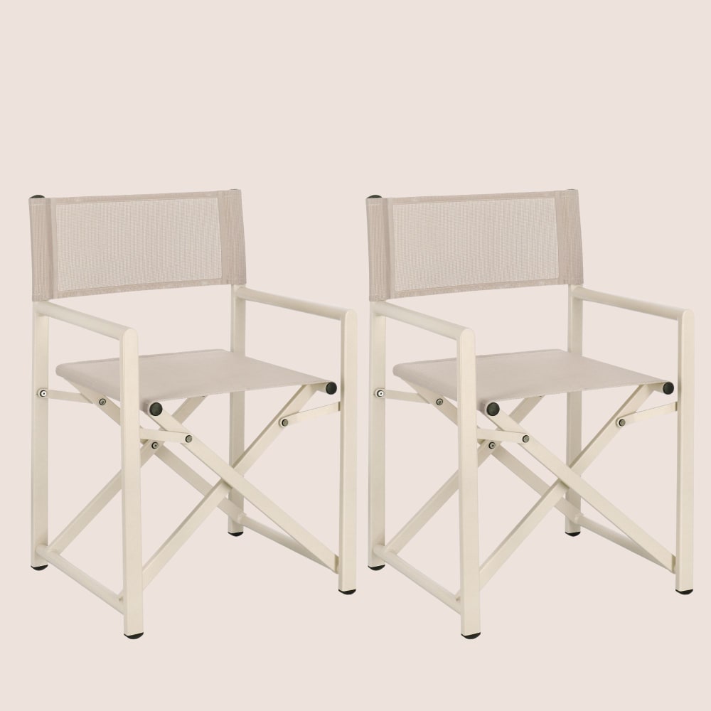 lot de 2 chaises de metteur en scène pliables d'extérieur beige