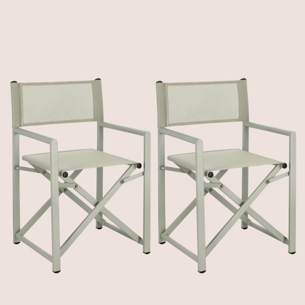 lot de 2 chaises de metteur en scène pliables d'extérieur vert clair