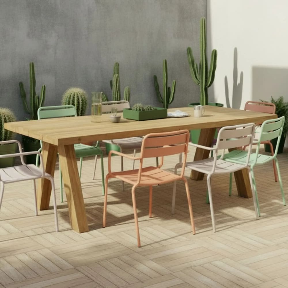 Table indoor/outdoor rectangulaire en teck L240 10 places