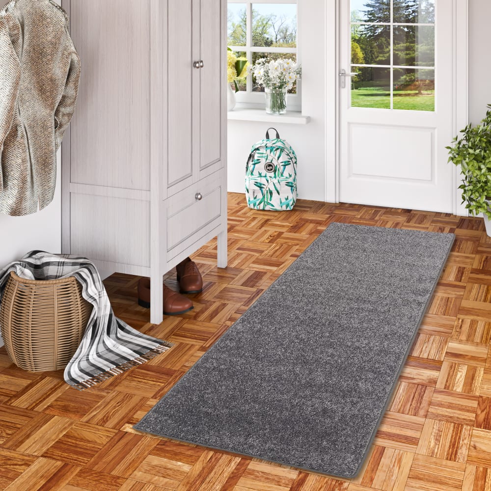 Tapis couloir uni gris 100x400 cm — vue 3