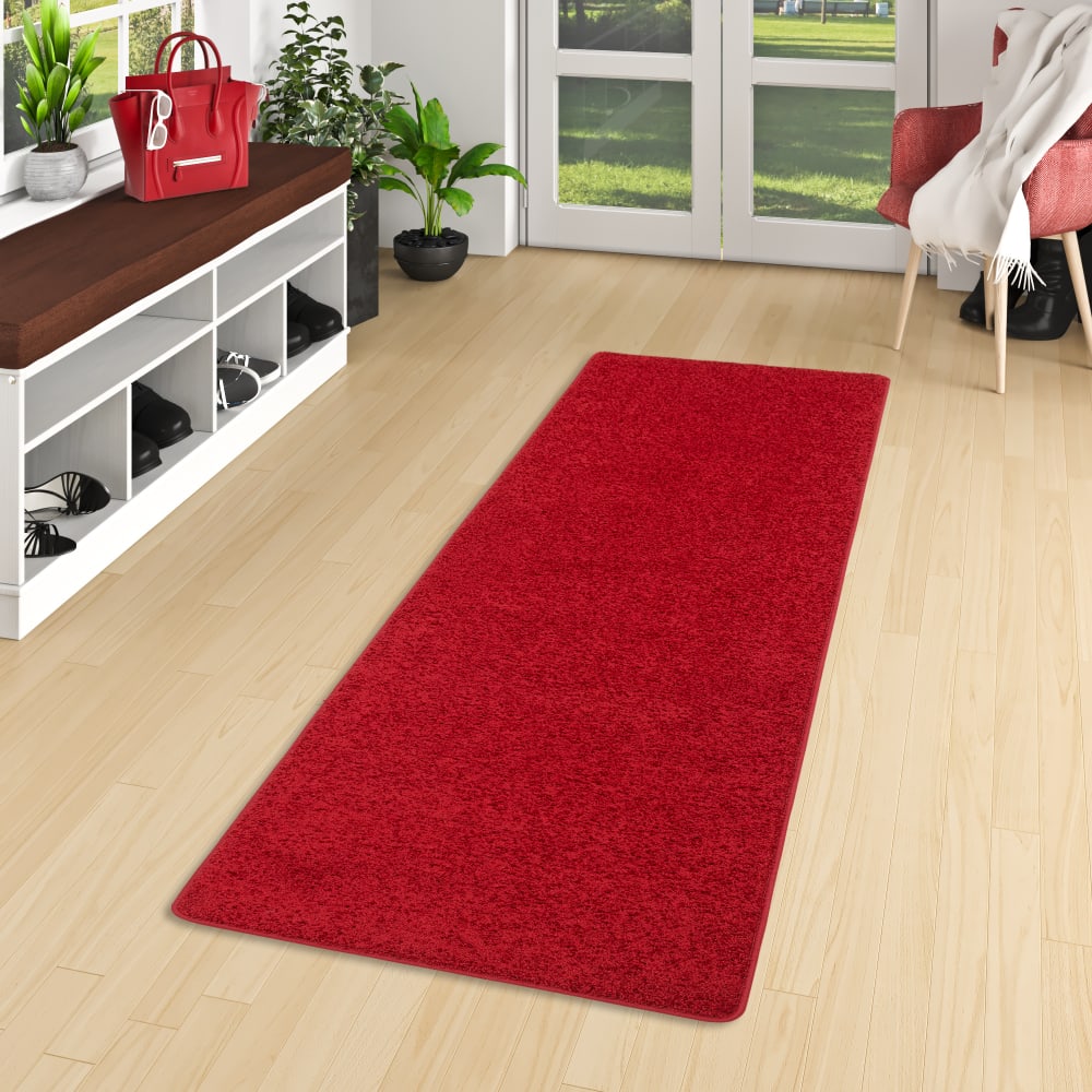 Tapis couloir uni rouge 80x160 cm — vue 3