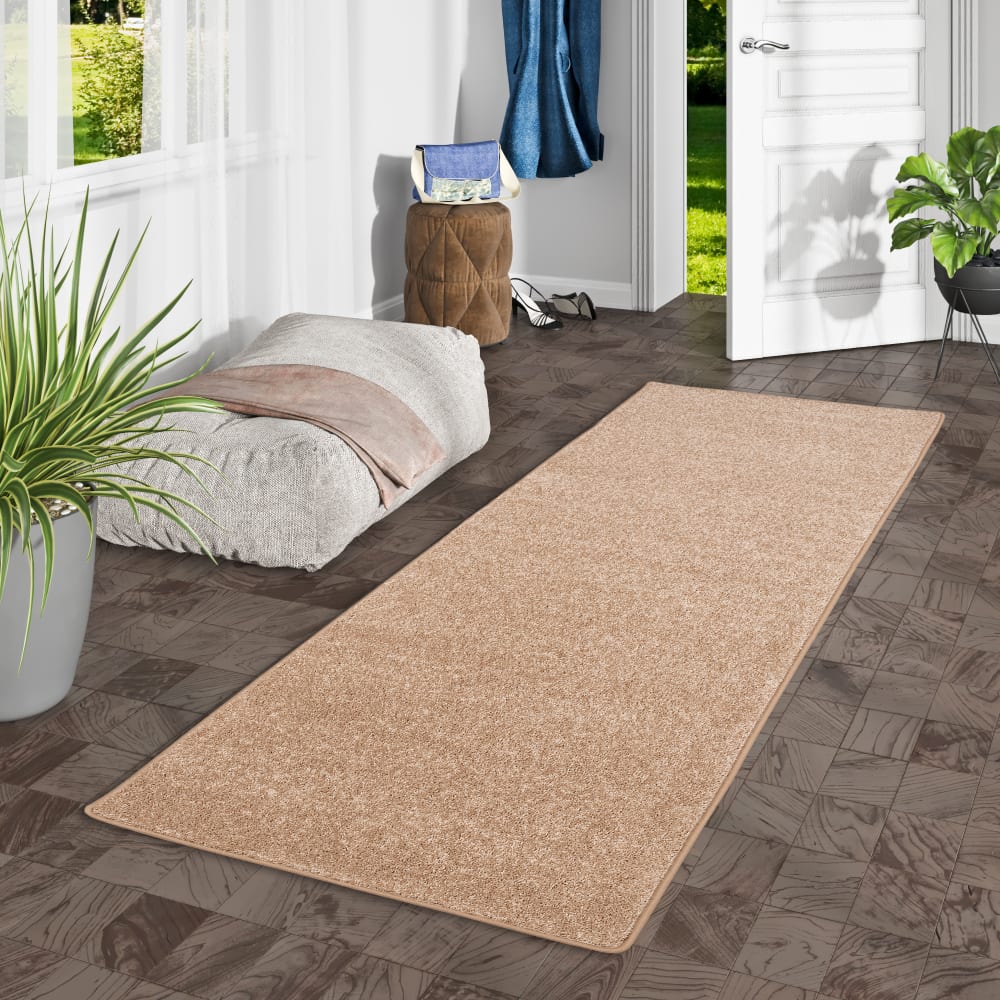 Tapis couloir uni beige foncé 100x100 cm — vue 3