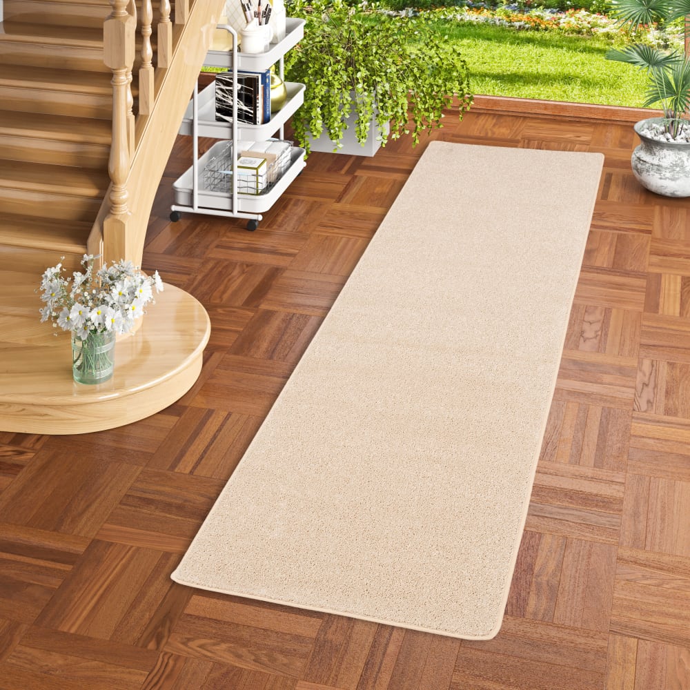 Tapis couloir uni beige 80x160 cm — vue 3