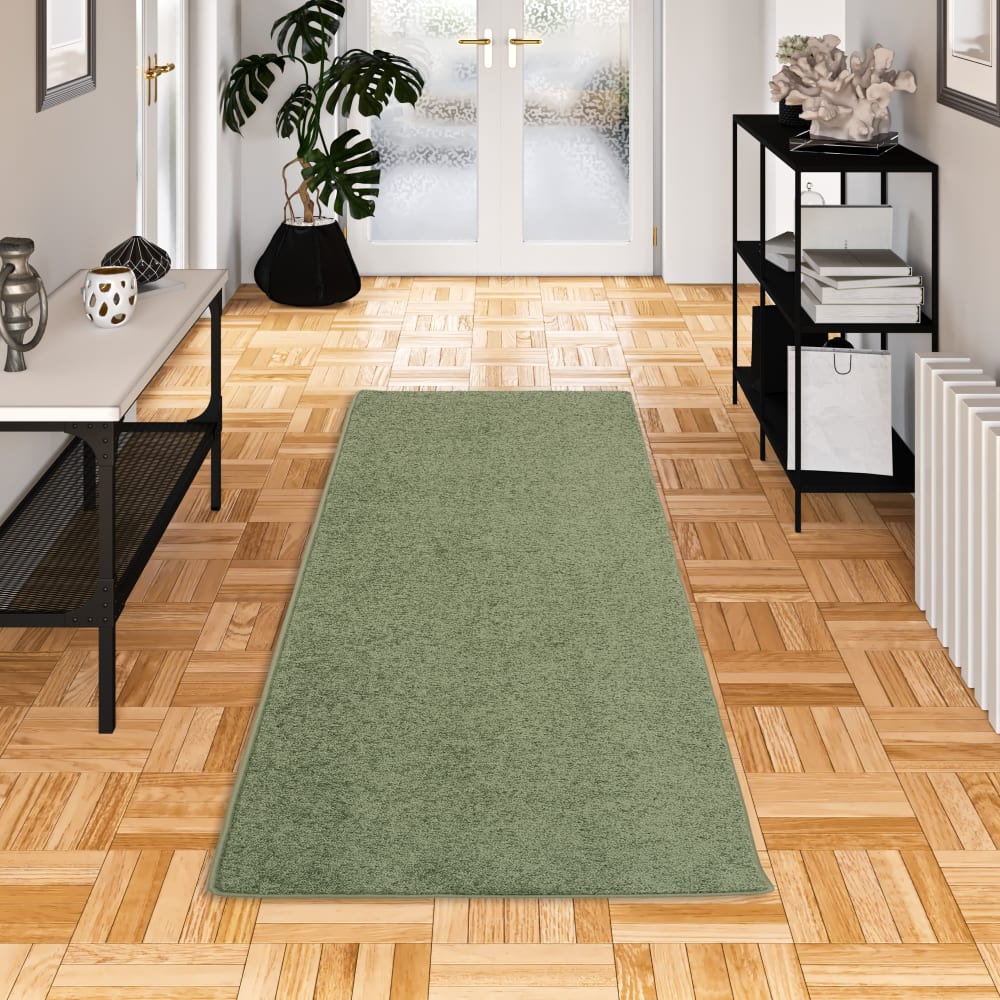 Tapis couloir uni vert 100x200 cm — vue 3