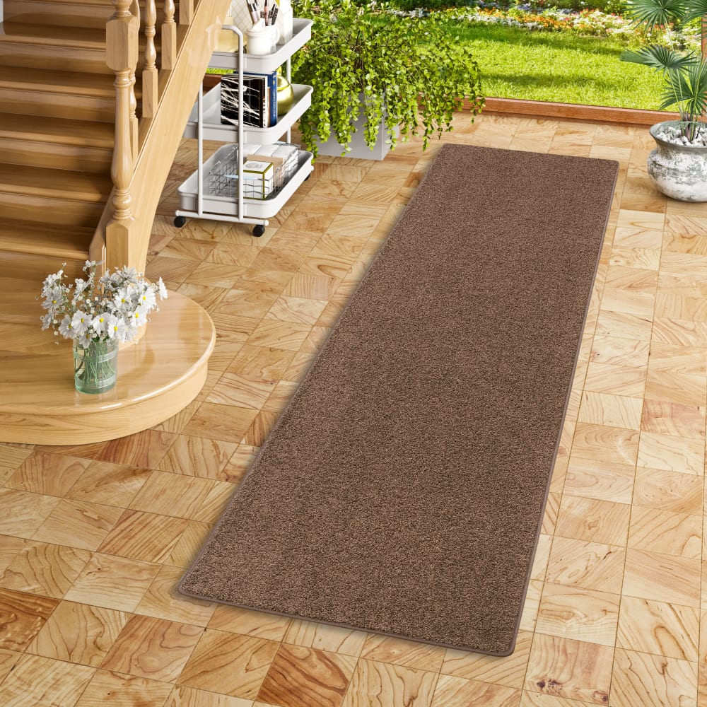 Tapis couloir uni chocolat 100x100 cm — vue 3
