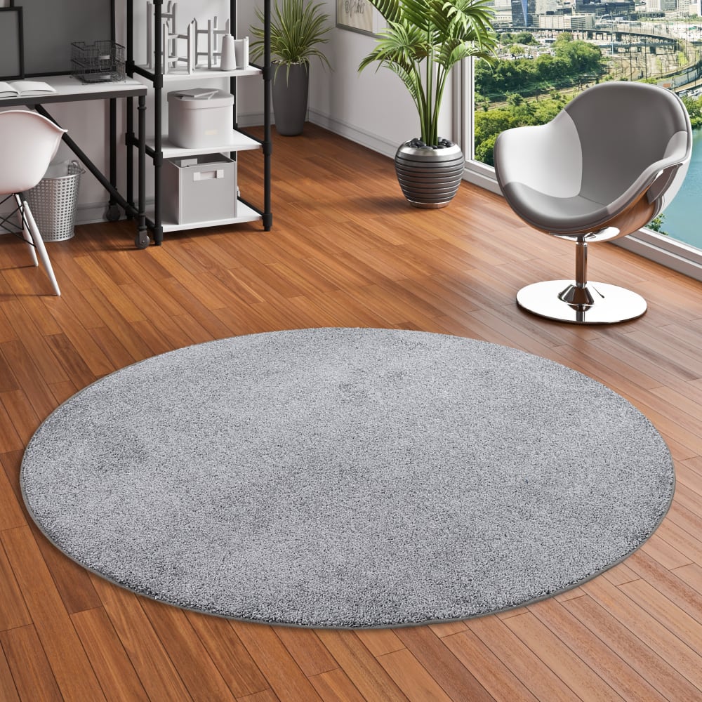 Tapis rond en velours gris 160x160 cm — vue 3