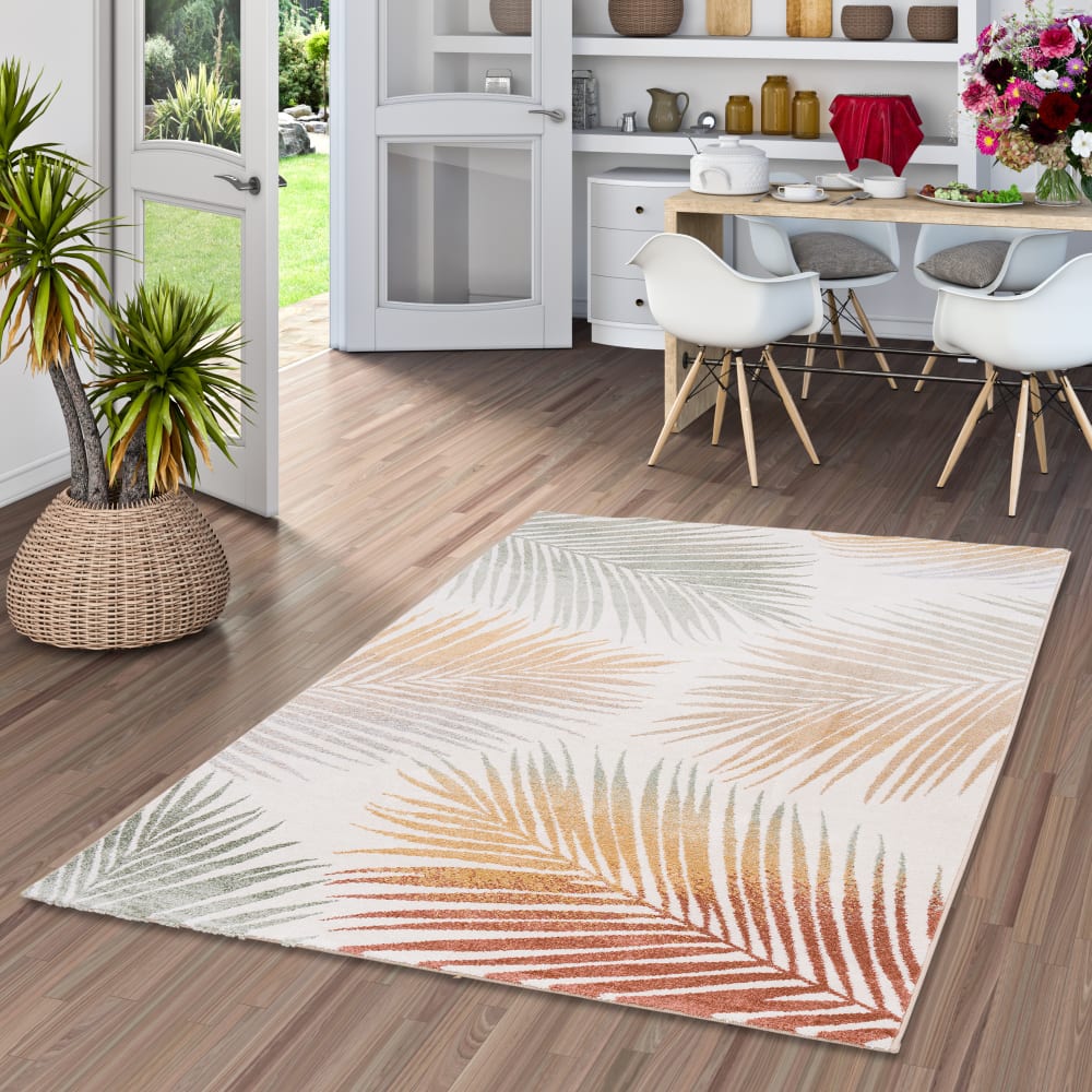 Tapis à feuilles beige 140x200 cm — vue 3