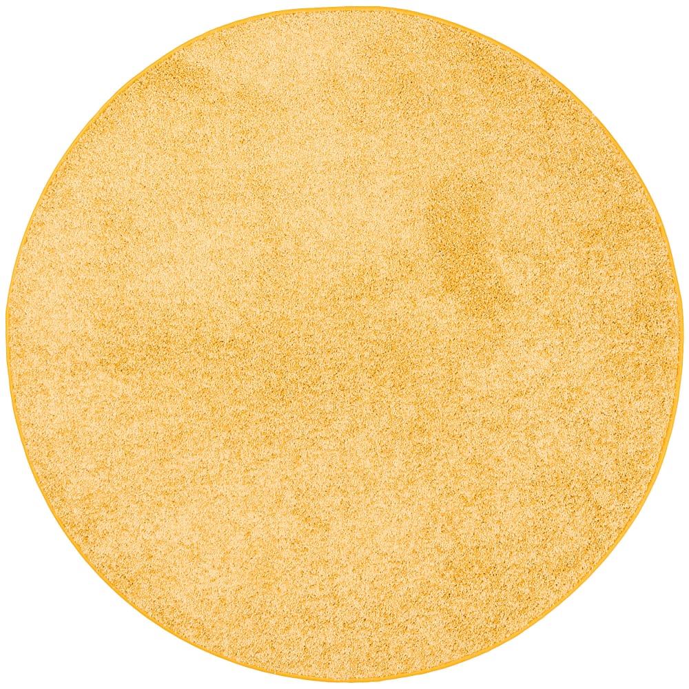 Tapis rond en velours jaune curry 133x133 cm