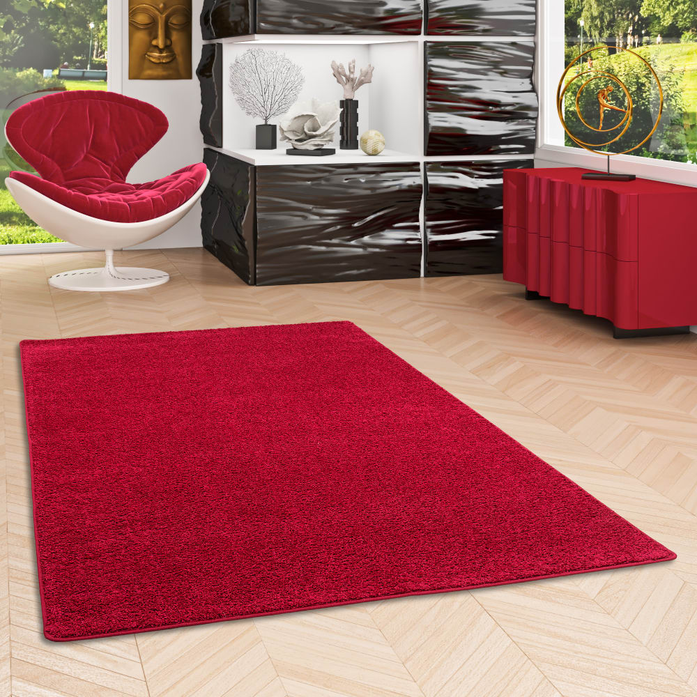 Tapis en velours à poils longs rouge 80x200 cm — vue 3