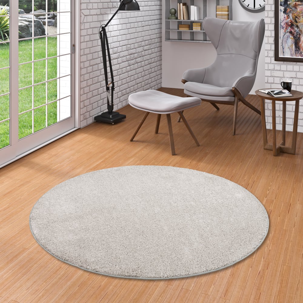 Tapis rond en velours gris argent 160x160 cm — vue 3