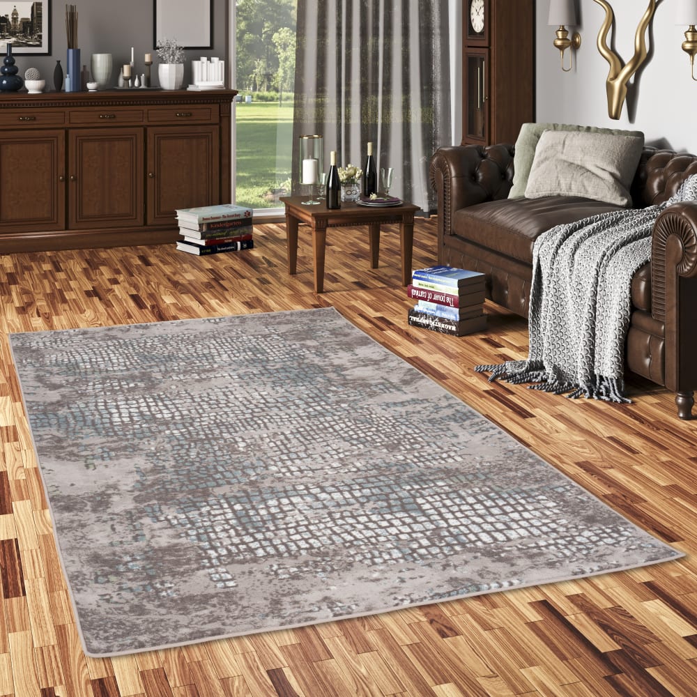 Tapis oriental style vintage bleu argent 80x160 cm — vue 3
