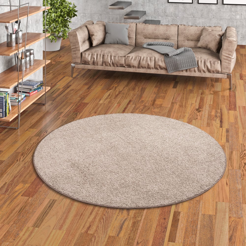 Tapis rond en velours taupe 160x160 cm — vue 3