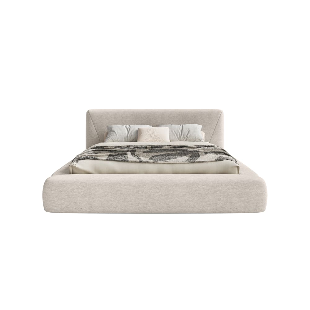 Lit rembourré en tissu chenille 200x200 cm, beige