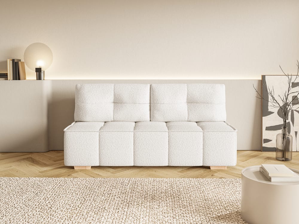 Sofa aus Bouclé-Stoff 3-Sitzer, Ecru - Maisons Du Monde