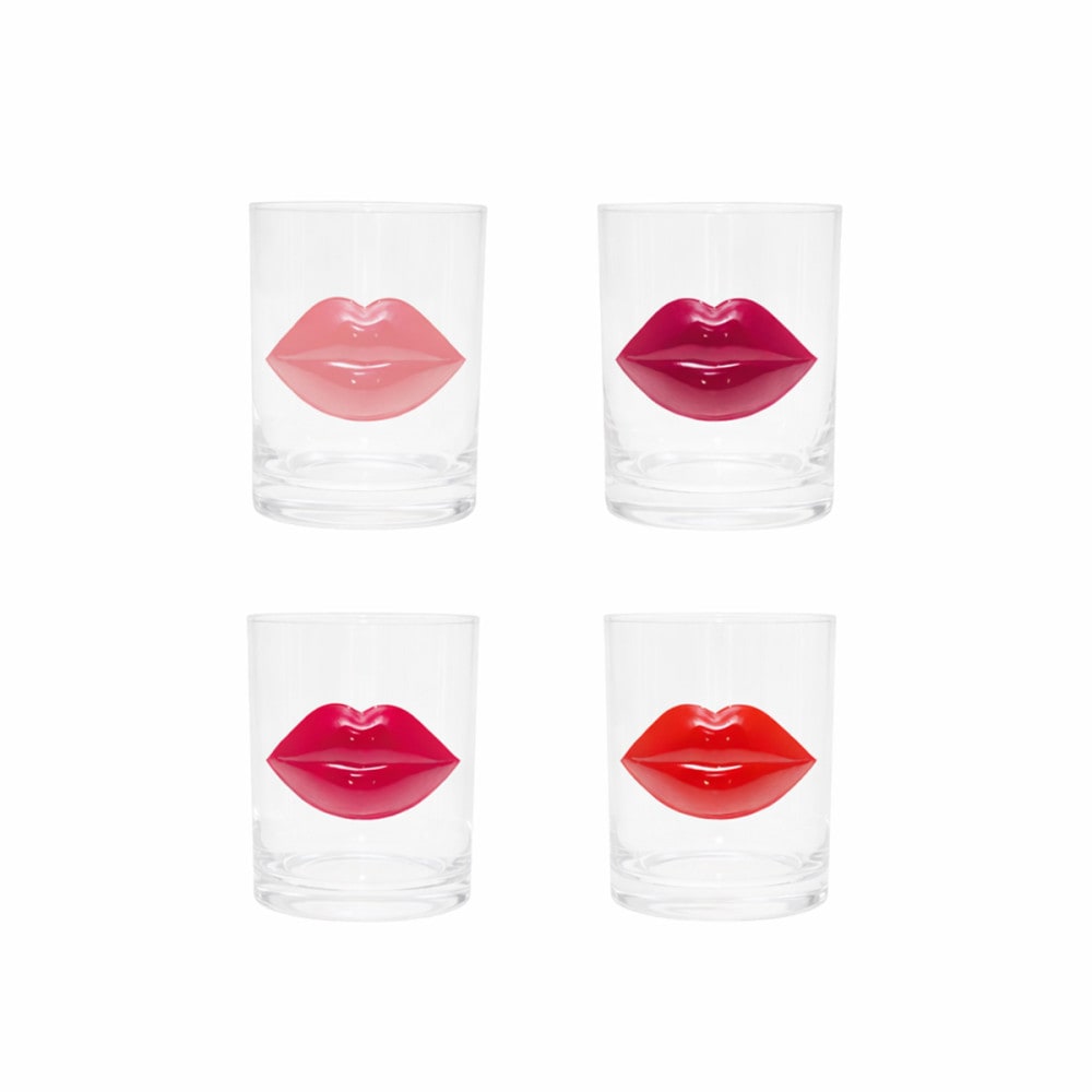 juego de 4 vasos de agua kiss
