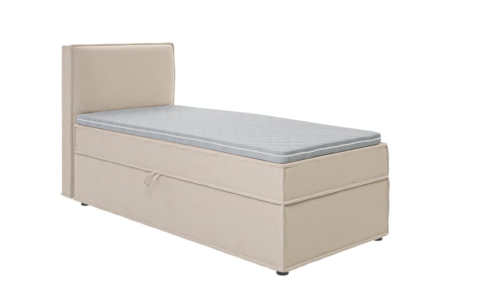 S-Style Boxspringbett 90x200, Bettkästen aus Mikrofaser-Bezug, Beige style modern Beige Mikrofaser