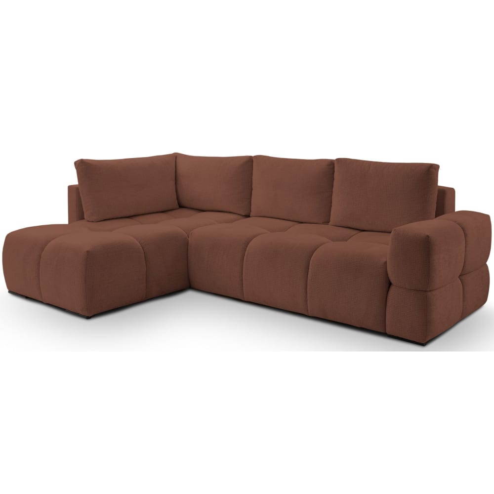 Canapé d’angle convertible, en chenille hydrofuge cuivre, réversible