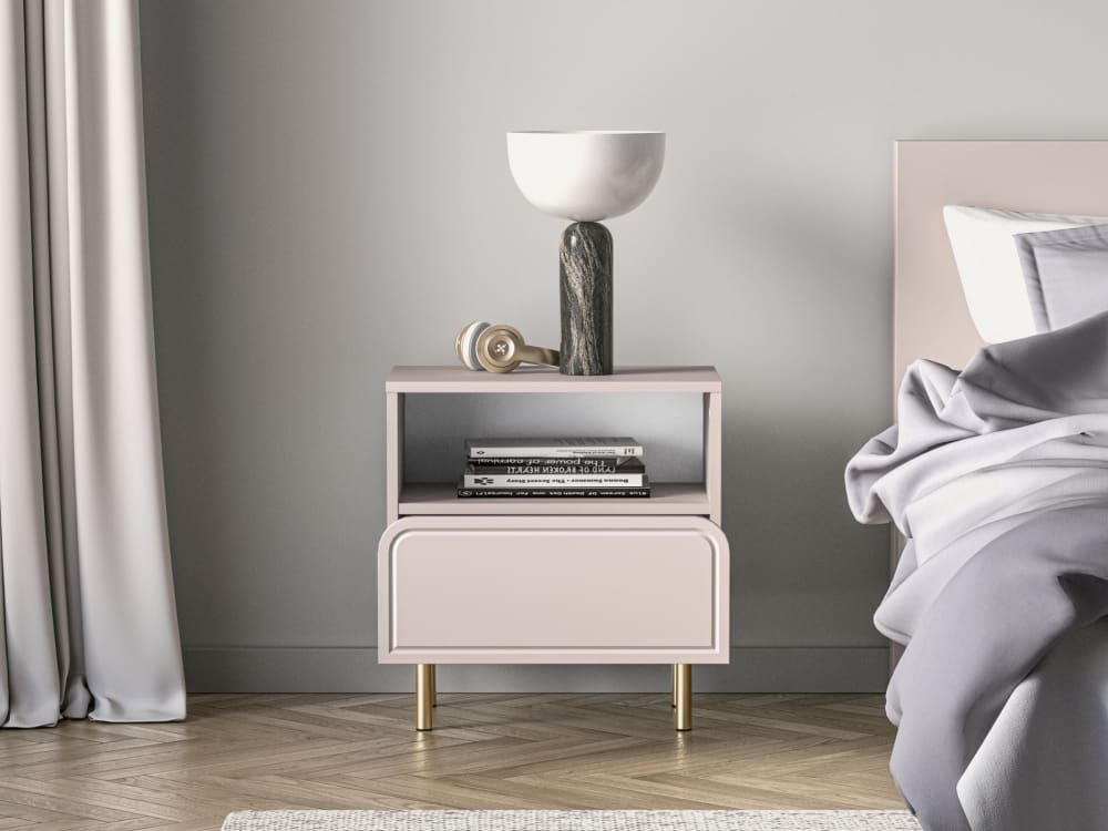 Nachttisch mit Schublade und Fach, Kaschmirbeige, 50 cm - Maisons