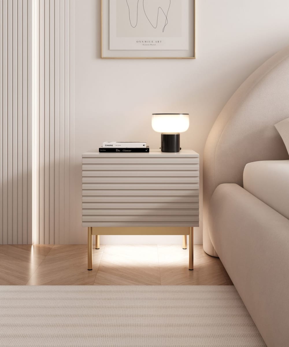 Nachttisch mit LED, Kaschmirgrau 46 cm - Maisons Du Monde