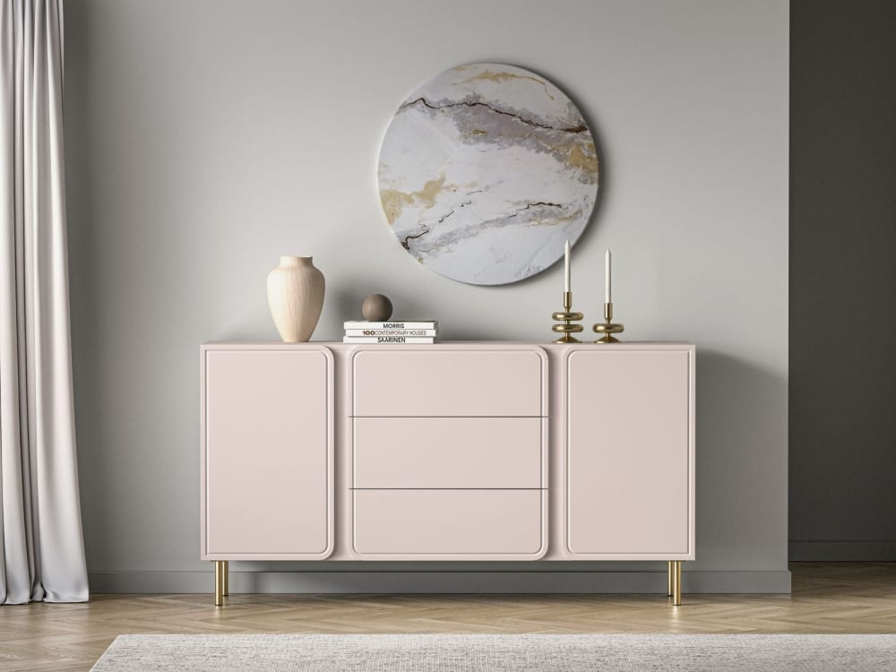 Sideboard 2-türig mit 3 Schubladen, Kaschmirbeige, 160 cm -