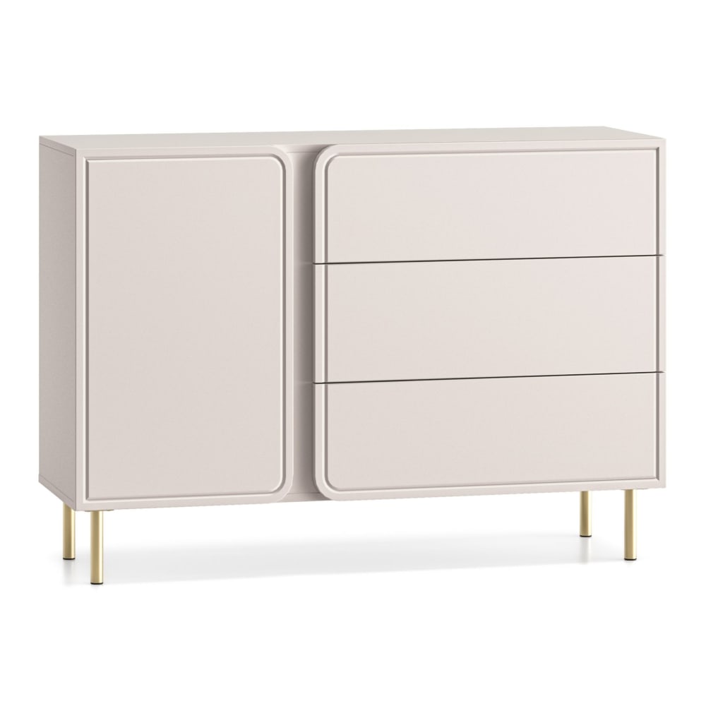 Buffet 1 porte avec 3 tiroirs, beige cachemire, 120 cm