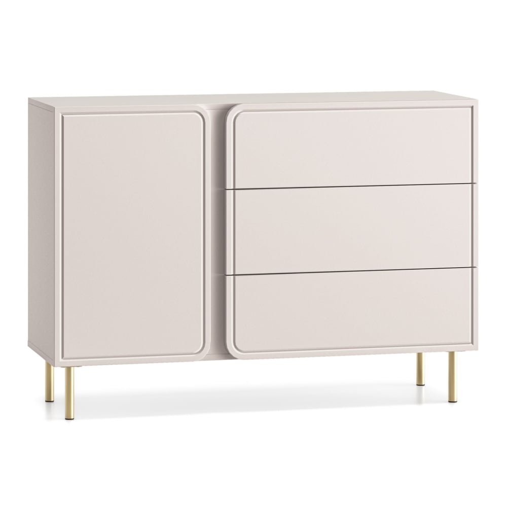 Selsey Sideboard 1-türig mit 3 Schubladen, Kaschmirbeige, 120 cm style modern - Spanplatte