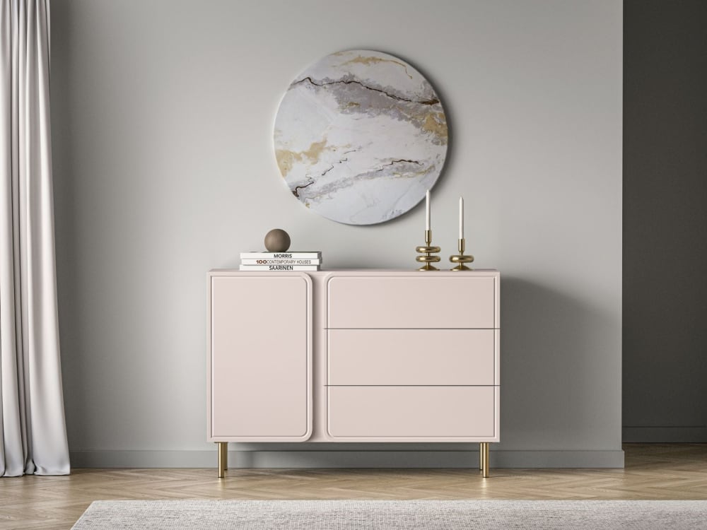 Sideboard 1-türig mit 3 Schubladen, Kaschmirbeige, 120 cm -