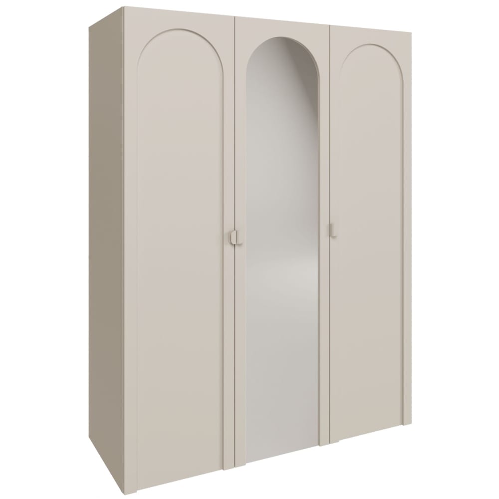 Selsey Kleiderschrank mit Spiegel und 3 Türen, Kaschmirgrau, 150 cm style modern Taupe Spanplatte
