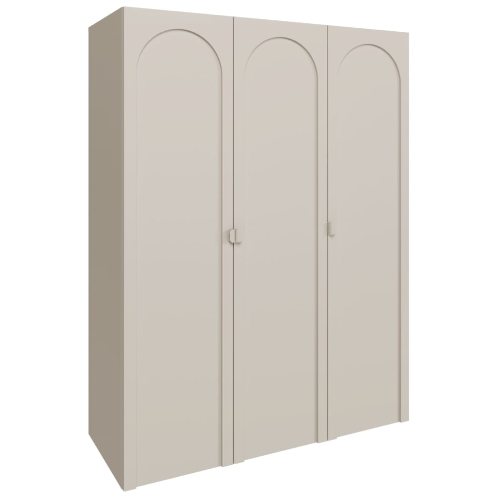 Armoire 3 portes à façades rainurées en arc, gris cachemire, 150 cm