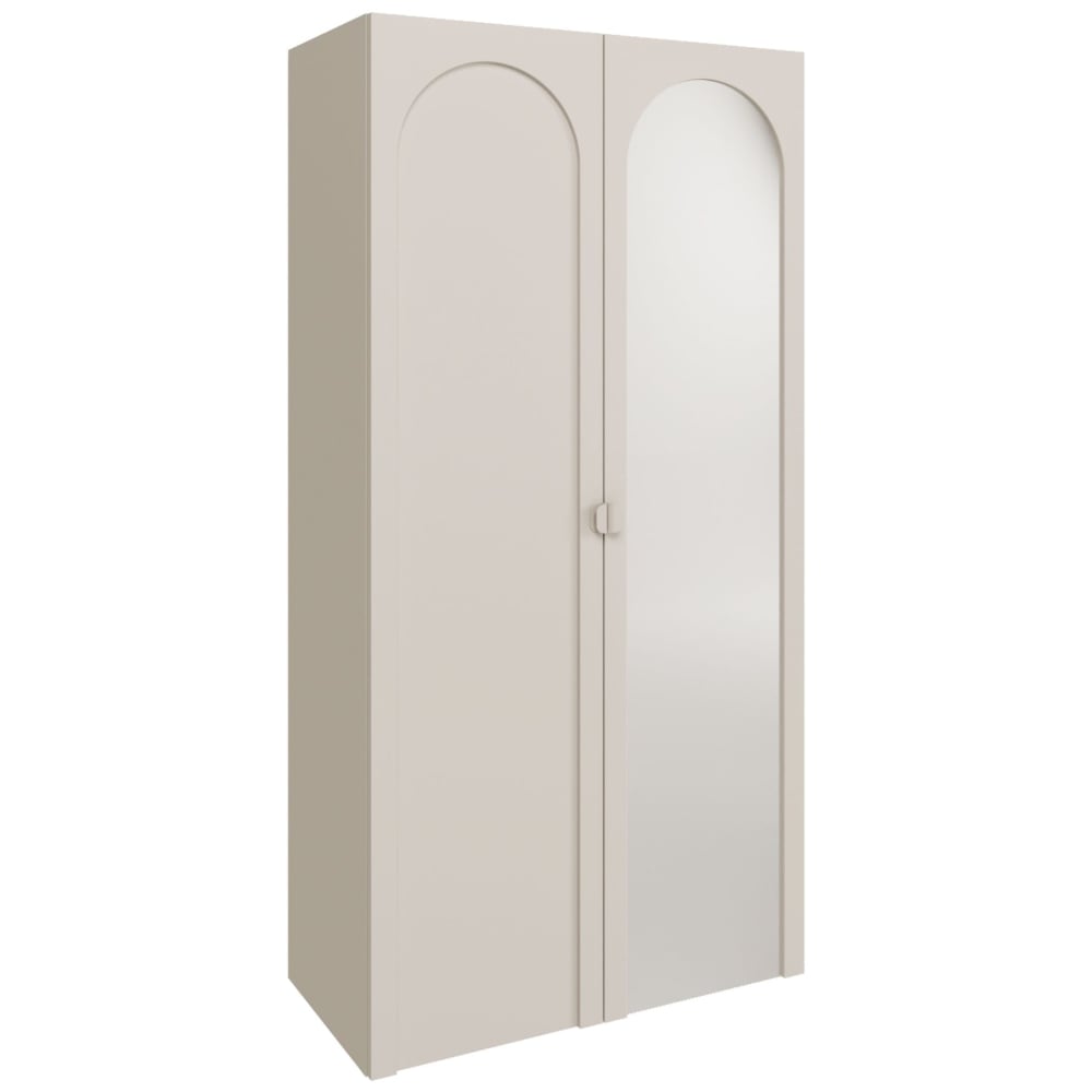 Selsey Kleiderschrank mit Spiegel und 2 Türen, Kaschmirgrau, 100 cm style modern Taupe Spanplatte