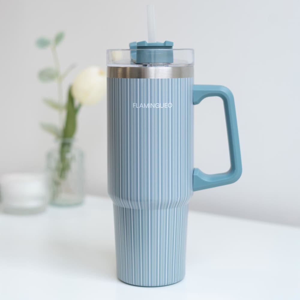 Thermobecher mit Strohhalm, Edelstahl 0,9 Liter, Grün - Maisons