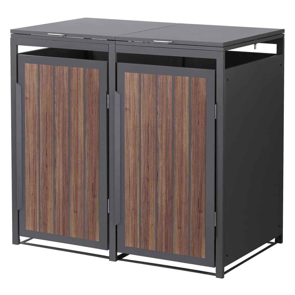 Abri pour 2 poubelle - bois acier