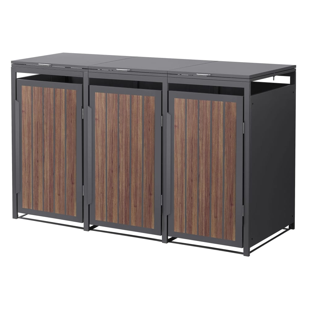 Abri pour 3 poubelle - bois acier