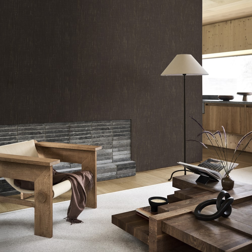 Papier peint toile de lin chocolat lavande 1000x53cm