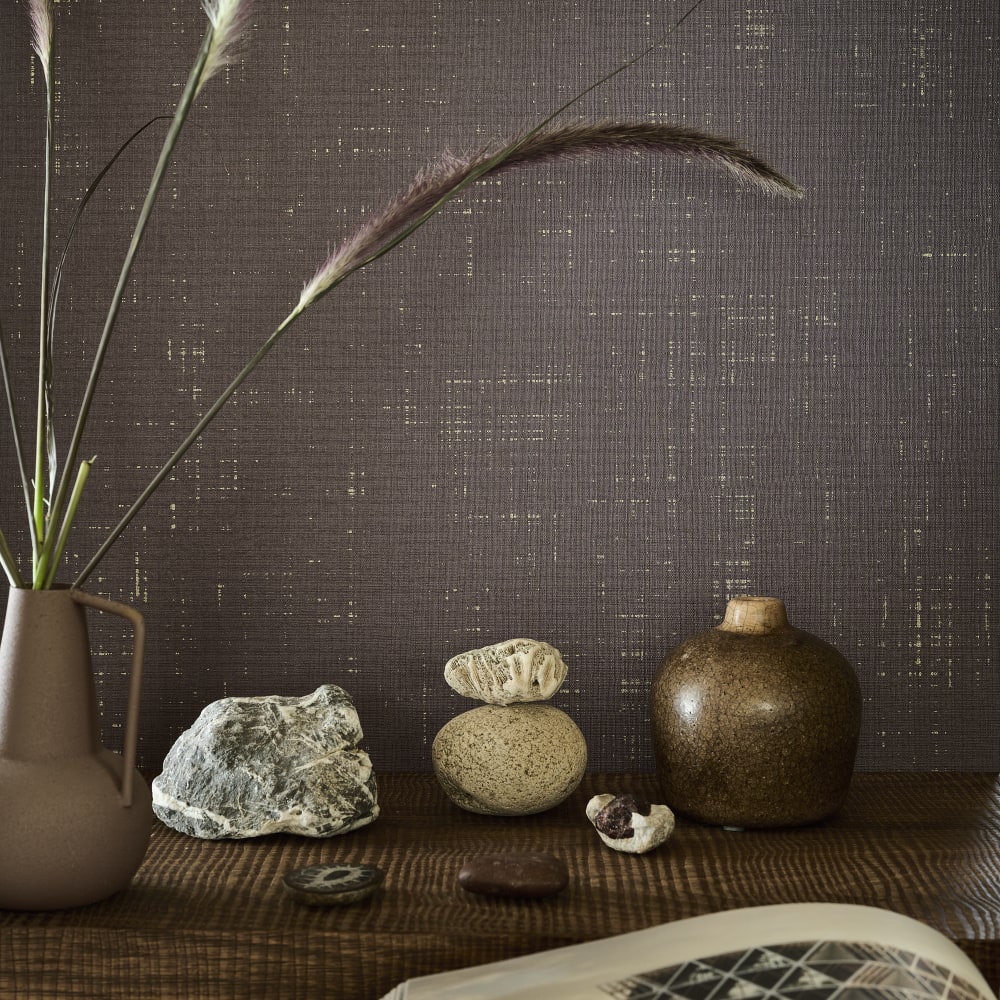 Papier peint toile de lin chocolat lavande 1000x53cm — vue 4