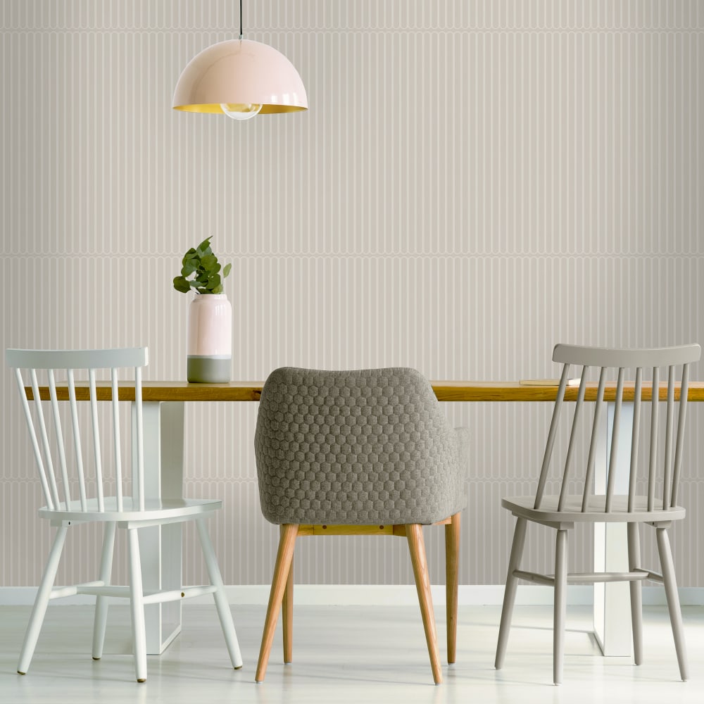Papier peint rayures beige doux 1005x52cm