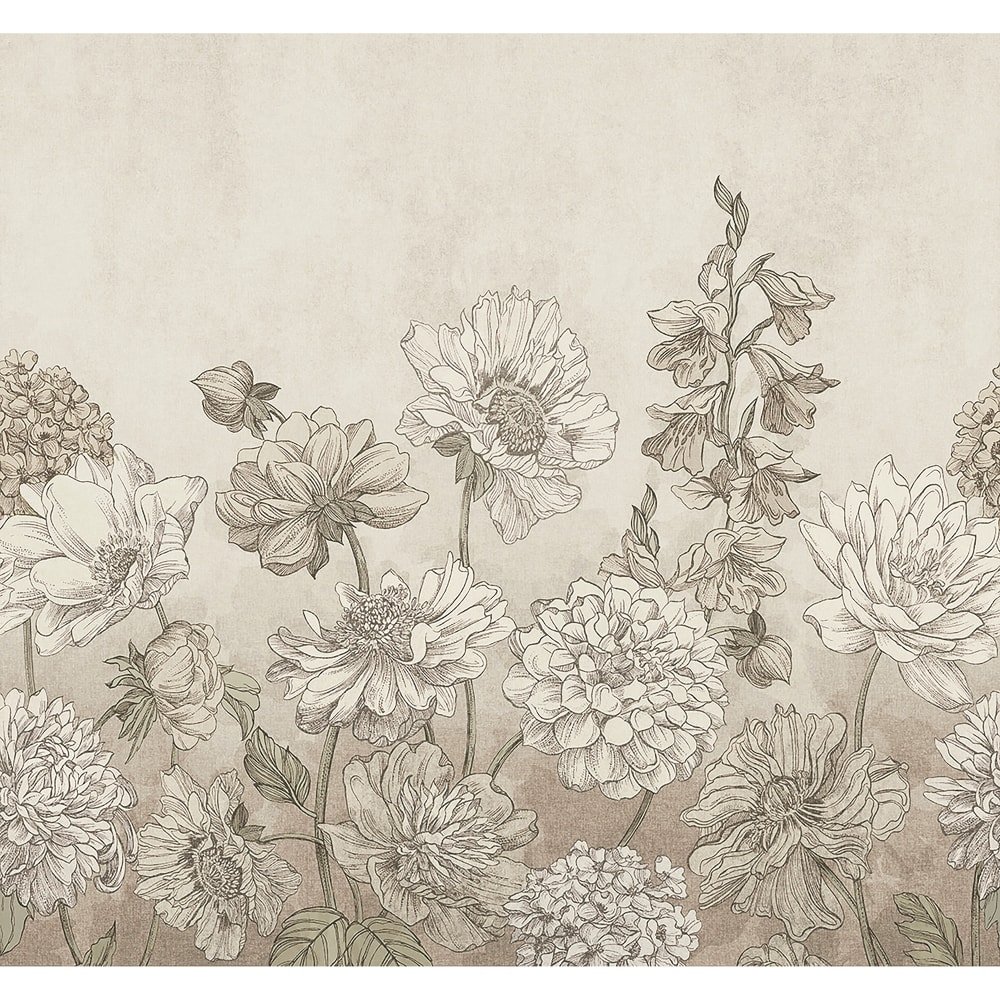 Fresque panoramique herbier stylisé 300x280cm - Maisons du Monde
