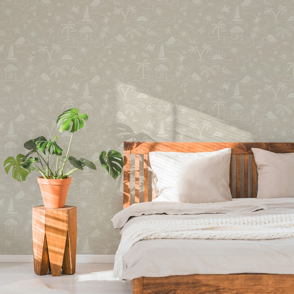 Papier peint tissage île au trésor beige 1005x52cm