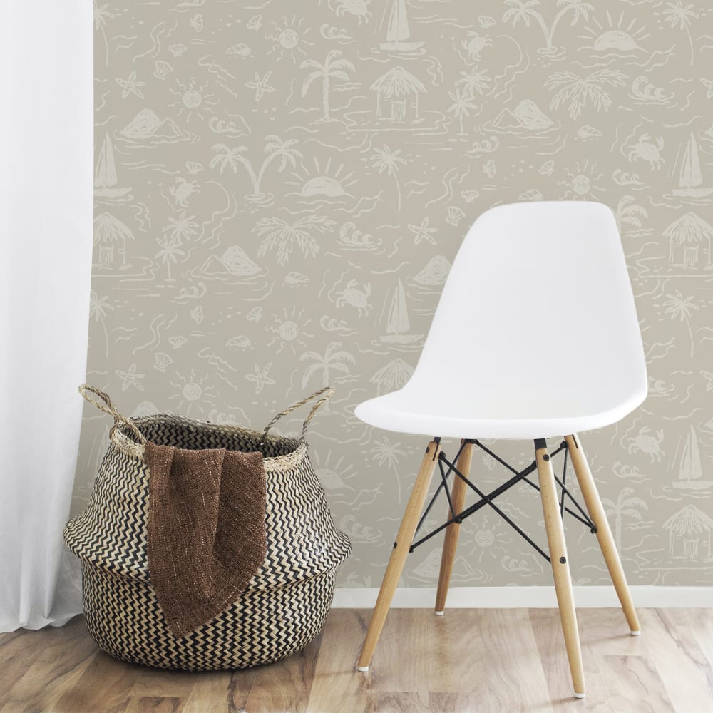Papier peint tissage île au trésor beige 1005x52cm — vue 4