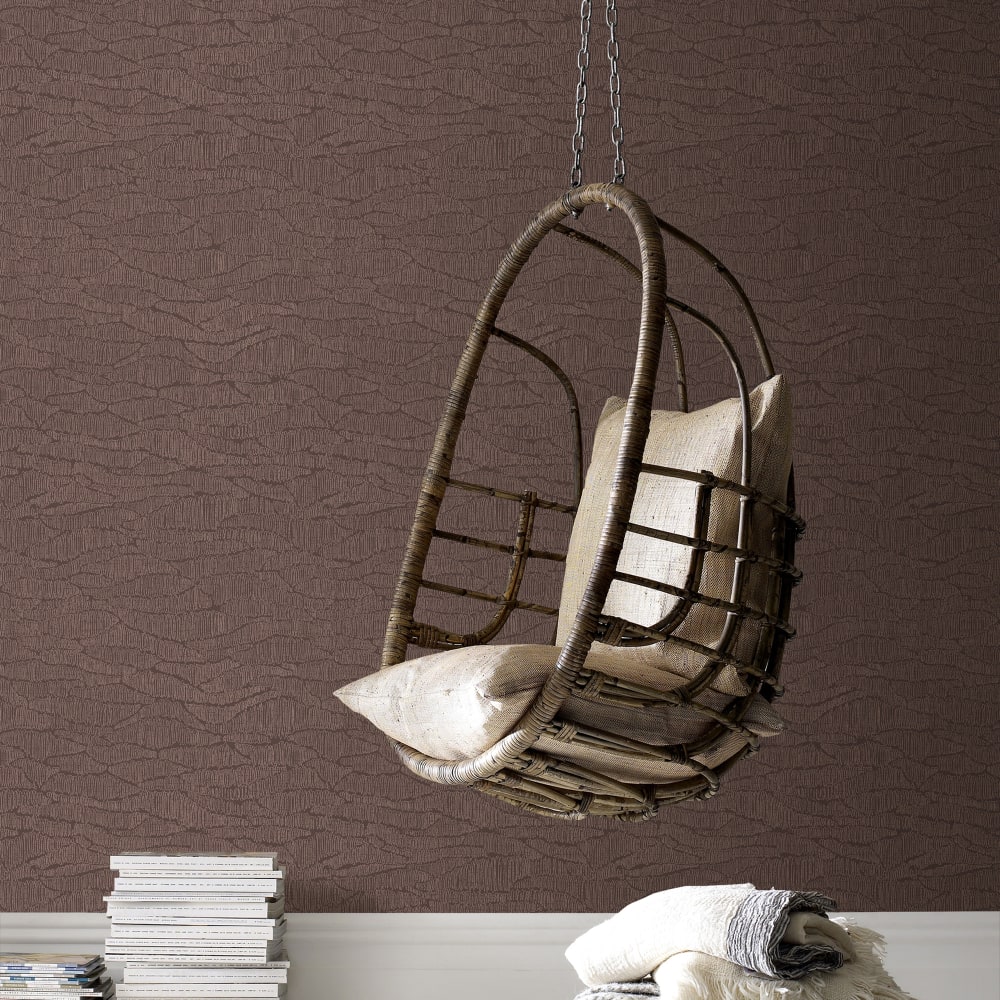 Papier peint tissage abstrait marron foncé 1005x52cm