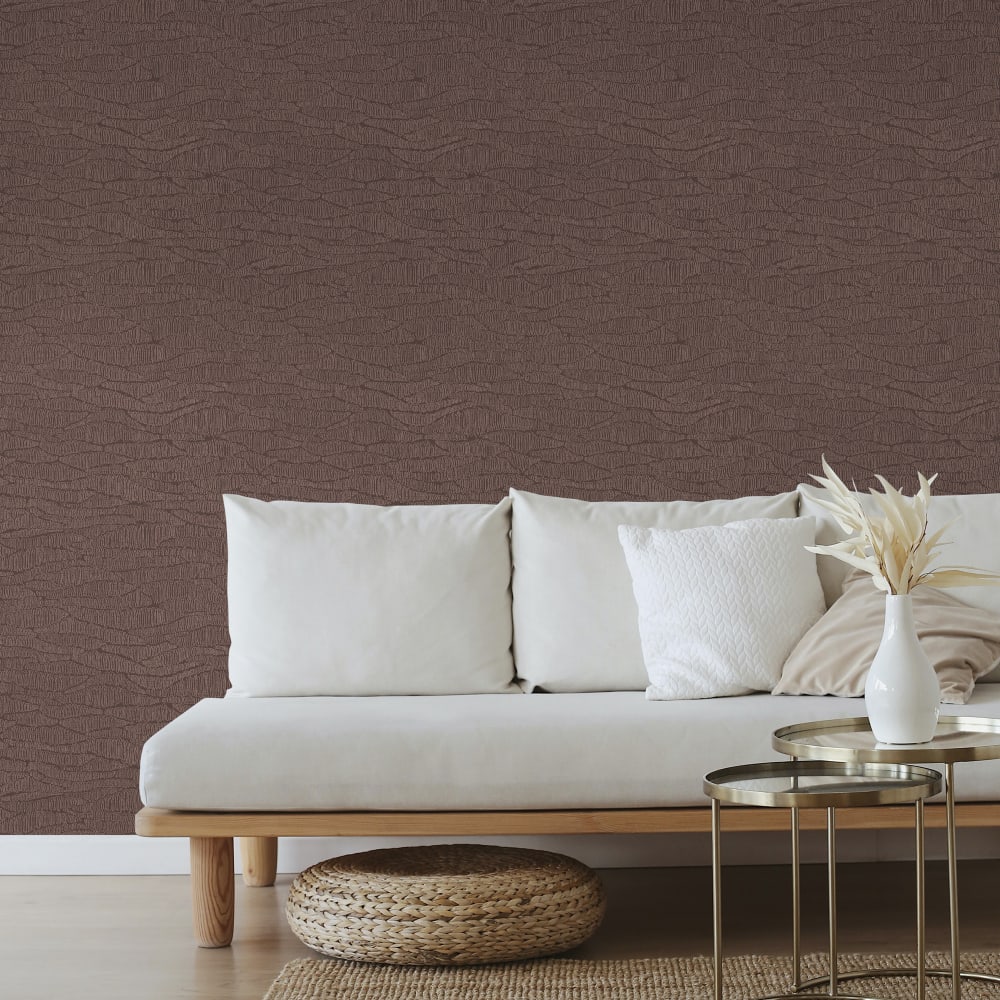 Papier peint tissage abstrait marron foncé 1005x52cm — vue 4