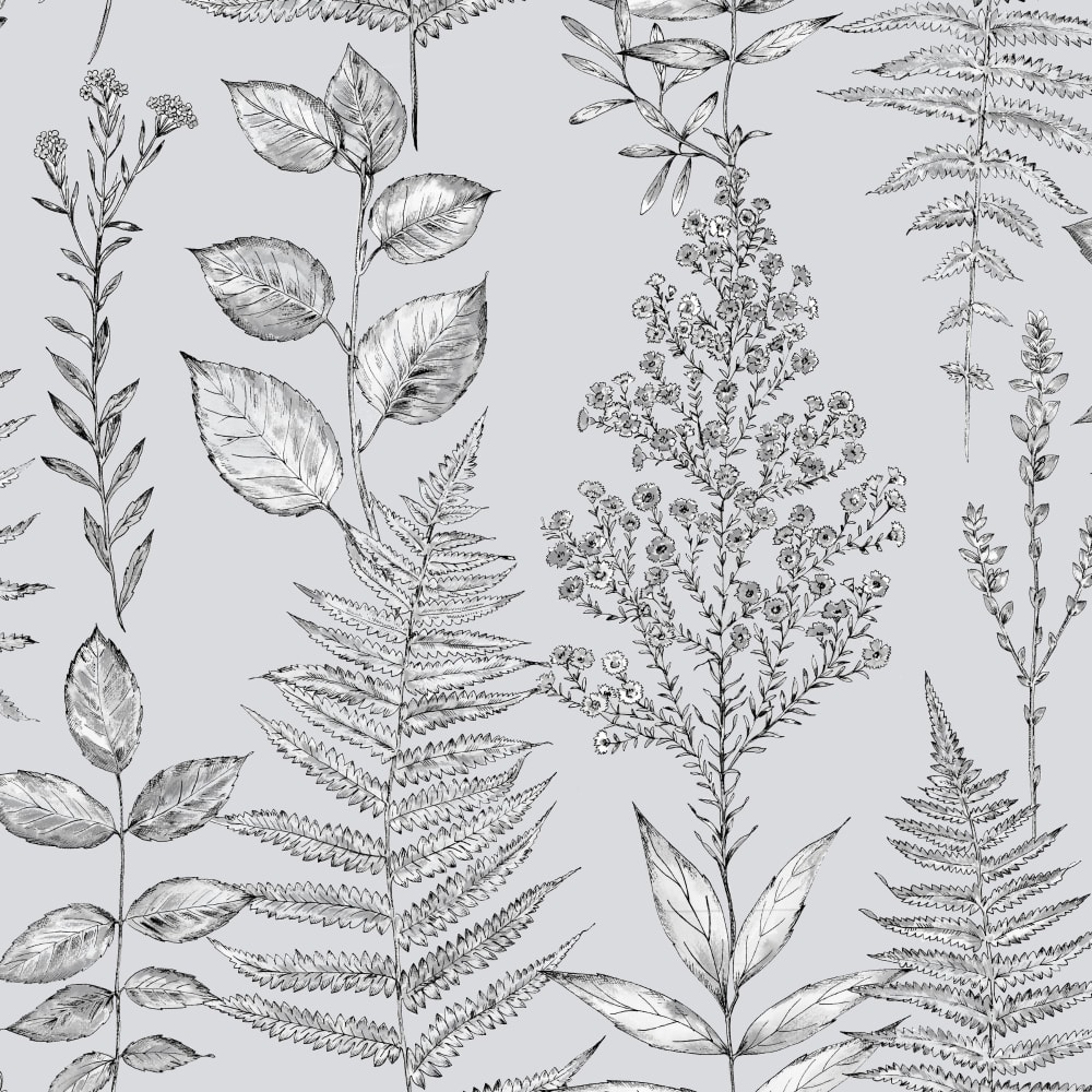 Papier peint feuilles d'herbier gris 1005x52cm — vue 3